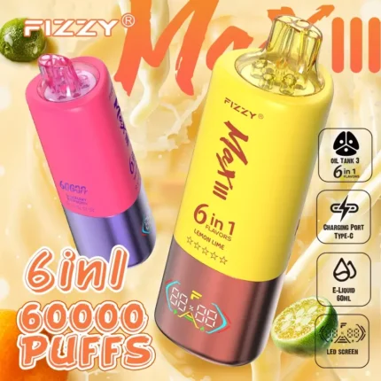 Fizzy Max III 6-in-1 60k 60000 Puffs Rechargeable Disposable Vape