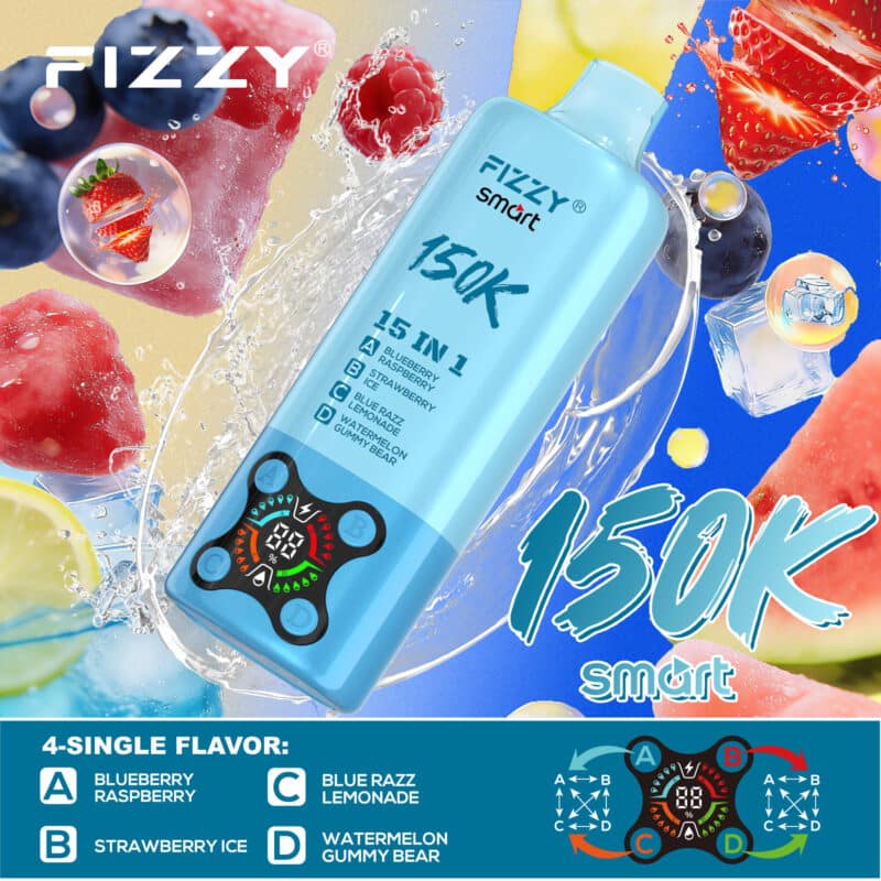 Fizzy 15-in-1 150K puffs rechargeable disposable vape device-8