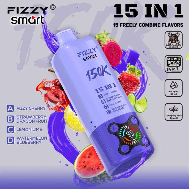 Fizzy 15-in-1 150K Puffs Oplaadbare Wegwerp Vape Smaken 10