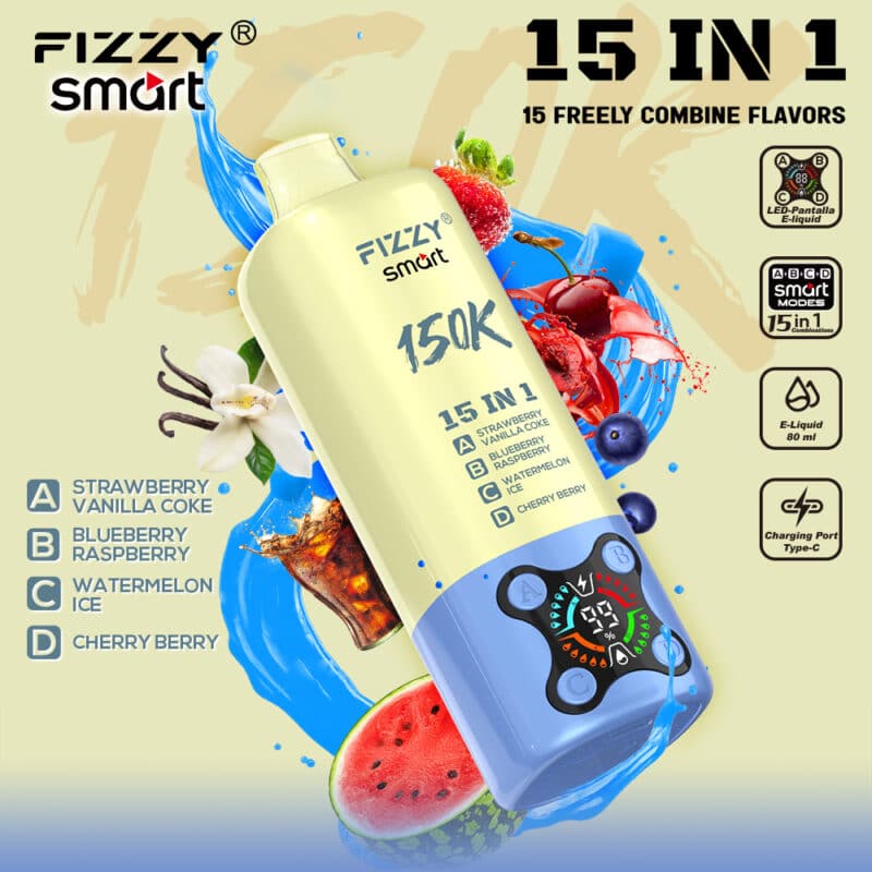 Fizzy 15-in-1 150K Puffs Oplaadbare Wegwerp Vape Smaken 11