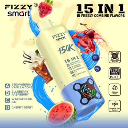 Fizzy 15-in-1 150K Puffs Rechargeable Disposable Vape Flavors 11