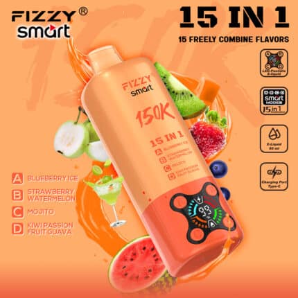 Fizzy 15 em 1 150K Puffs Recarregável Descartável Vape Sabores 12