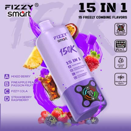 Fizzy 15 em 1 150K Puffs Recarregável Descartável Vape Sabores 8
