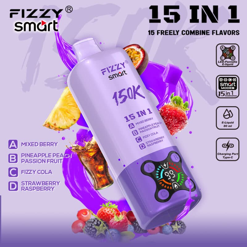 Fizzy 15-in-1 150K Puffs Oplaadbare Wegwerp Vape Smaken 8