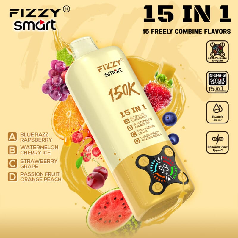 Fizzy 15-in-1 150K Puffs Oplaadbare Wegwerp Vape Smaken 9