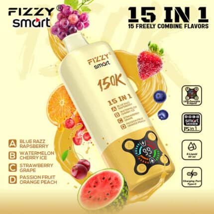 Fizzy 15-in-1 150K Puffs Rechargeable Disposable Vape Flavors 9